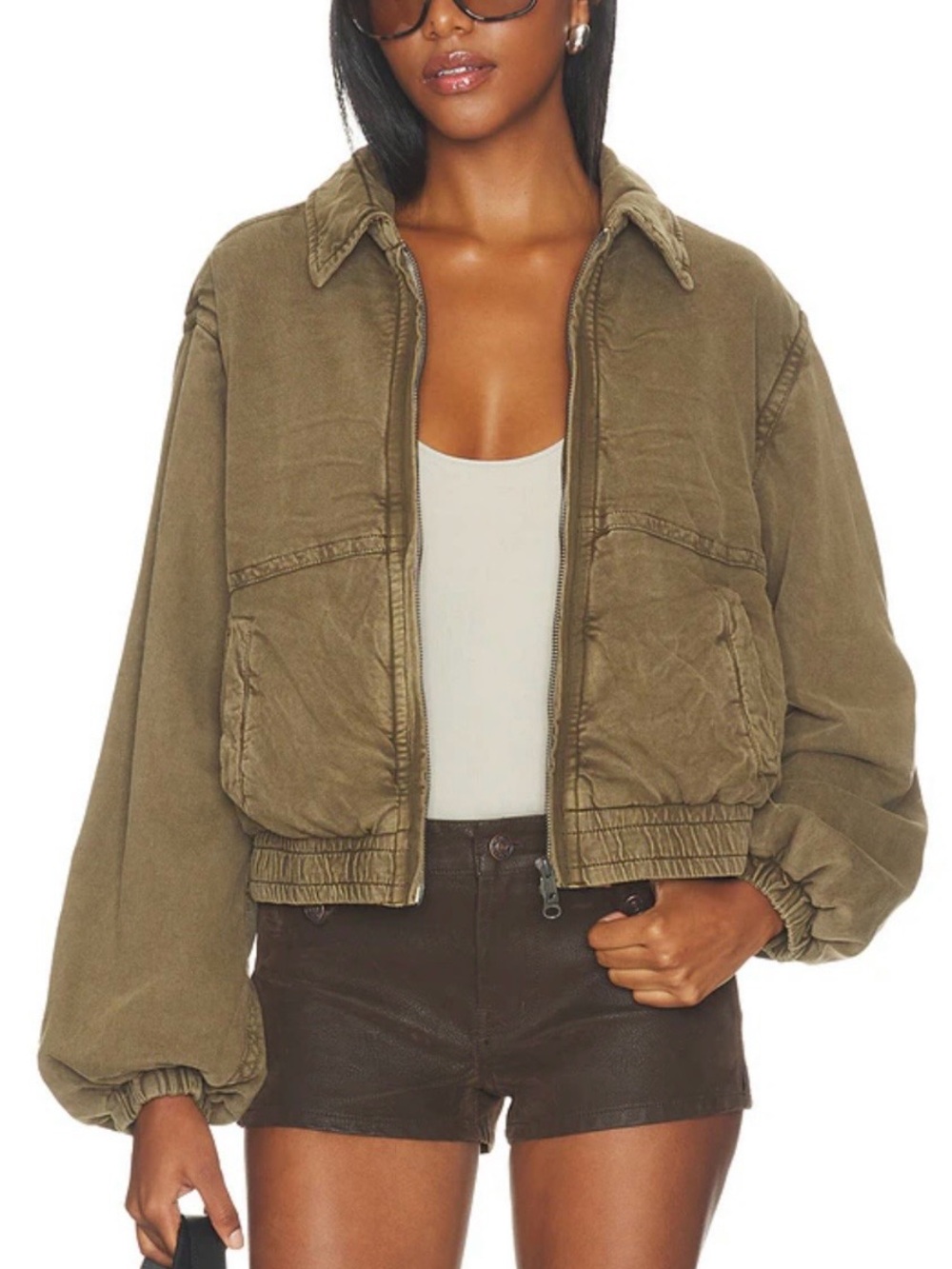 Free People JAQUETA ESTONADA BIRDIE - Olive Green - Size M